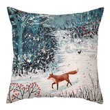 Deer In Snow Forest Picture Cushion