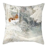 Deer In Snow Forest Picture Cushion