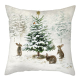 Deer In Snow Forest Picture Cushion