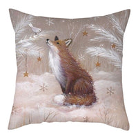 Deer In Snow Forest Picture Cushion