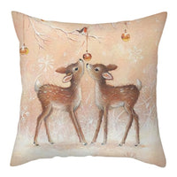 Deer In Snow Forest Picture Cushion