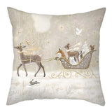 Deer In Snow Forest Picture Cushion