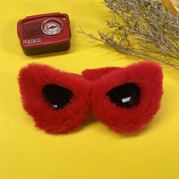 Women Punk Soft Fur Velvet Sun Glasses