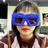 Women Punk Soft Fur Velvet Sun Glasses