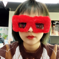Women Punk Soft Fur Velvet Sun Glasses