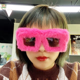 Women Punk Soft Fur Velvet Sun Glasses