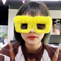 Women Punk Soft Fur Velvet Sun Glasses