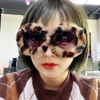 Women Punk Soft Fur Velvet Sun Glasses
