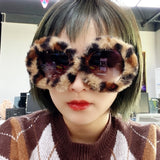 Women Punk Soft Fur Velvet Sun Glasses