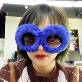 Women Punk Soft Fur Velvet Sun Glasses