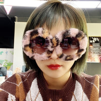 Women Punk Soft Fur Velvet Sun Glasses