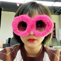 Women Punk Soft Fur Velvet Sun Glasses