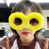 Women Punk Soft Fur Velvet Sun Glasses